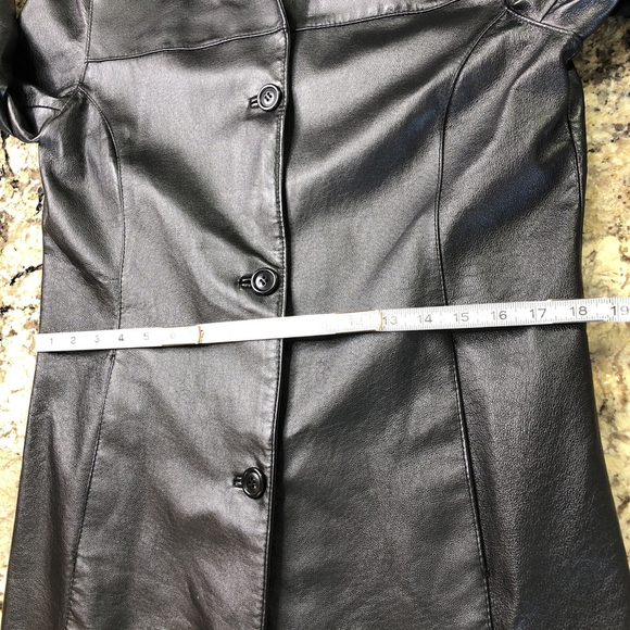 Size 8 Jessica Women’s Leather Jacket Button Up Mid Length Black Classic CN - Picture 9 of 16
